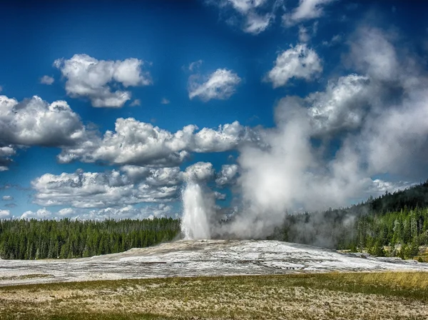 Régi hűséges, yellowstone Nemzeti Park gyönyörű kitörés — Stock Fotó