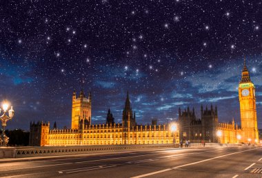 Londra. Parlamento ve westminster Köprüsü'nün evleri
