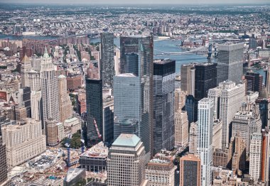 Aerial view of Lower Manhattan buildings