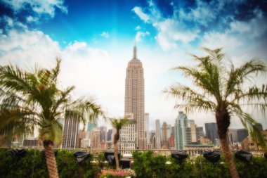 New york şehri. bir çatı dan manhattan siluetinin güzel detay