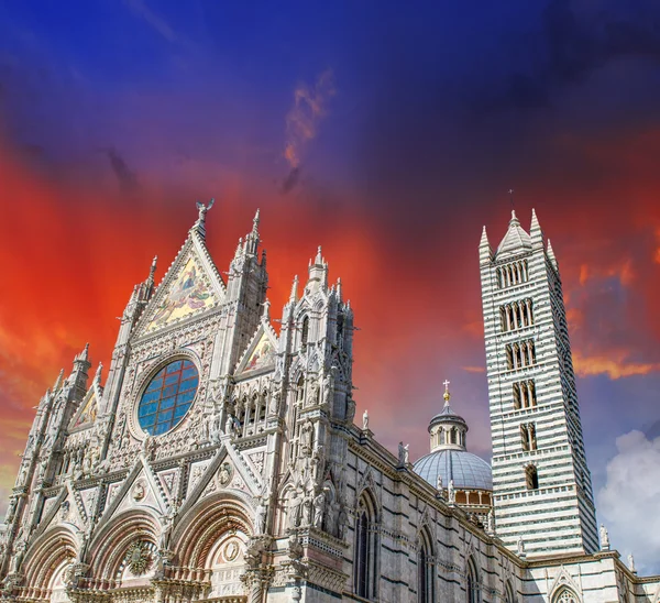 Siena, Itálie. Nádherný výhled na Duomo, katedrálu — Stock fotografie