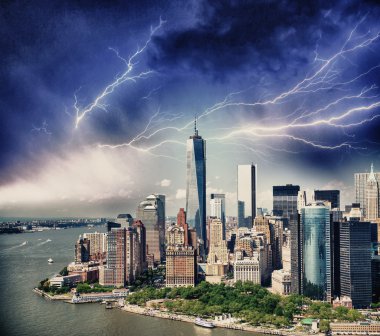 New york, manhattan havadan görünümü