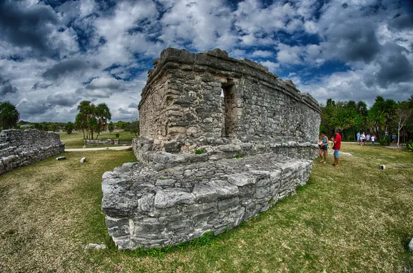 Архитектура и руины древних майя, расположенные в Тулуме, Мексика — стоковое фото