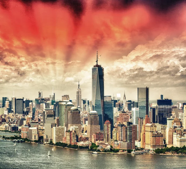 Vista aerea di Lower Manhattan e Battery Park — Foto Stock