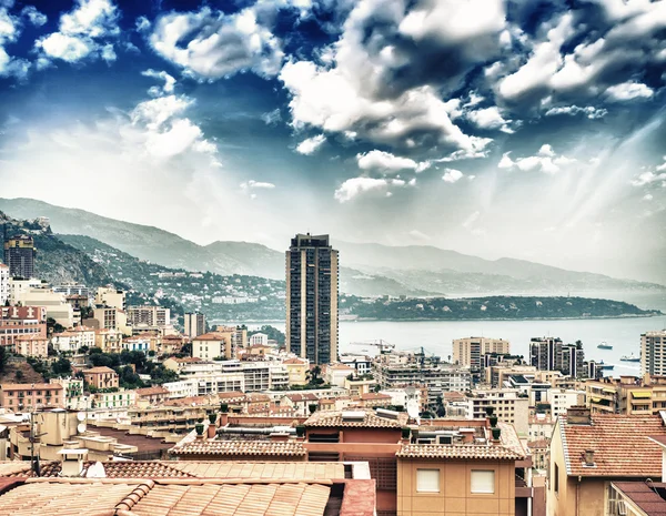 Monaco - montecarlo, Fransa - muhteşem panoramik şehir manzaraya — Stok fotoğraf