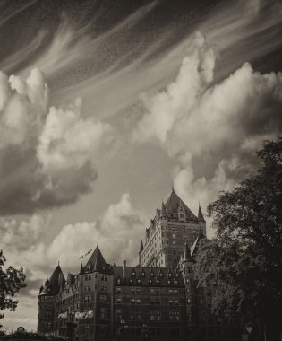 Quebec city. otel güzel görünümü ile de frontenac ağaçlar ve