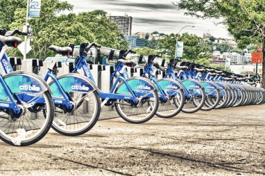 NEW YORK - JUNE 12: Citi Bike docking station on June 12, 2013 i clipart