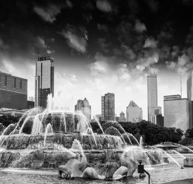 Fountain and Skyscrapers of Chicago - Illinois - USA clipart