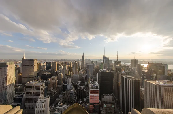 Rybie oko widokiem panoramę manhattan, new york city aeria — Zdjęcie stockowe