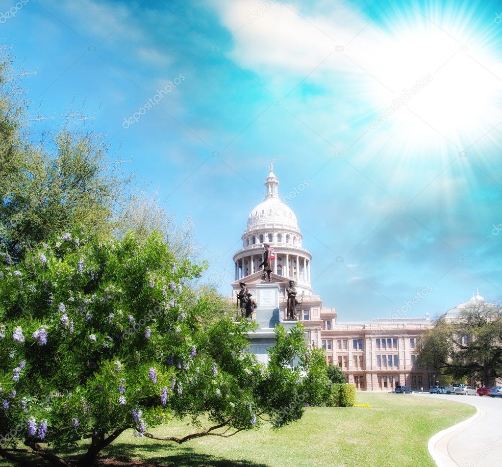 Austin, Texas. Beautiful view of Capitol with vegetation and sur