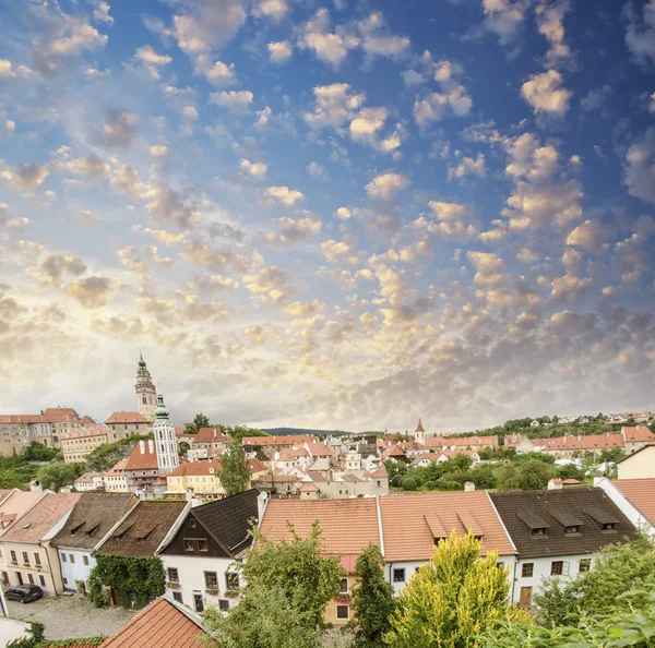 Český krumlov, Česká republika. krásné středověké Panorama — Stock fotografie