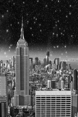 gece, new York'un Manhattan gökdelen