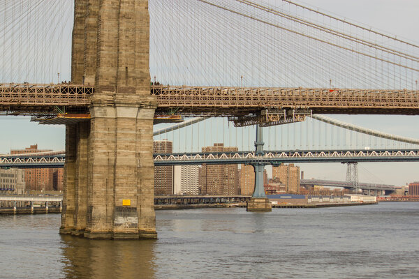 Architectural Detail of Brooklyn Bridge in New York City, U.S.A.