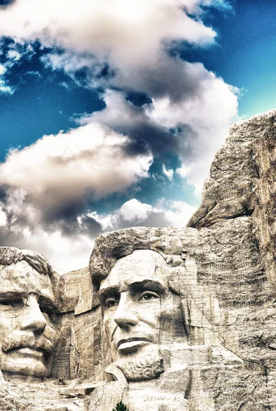 Mount rushmore - theodore roosevelt i abraham lincoln sculptur — Zdjęcie stockowe