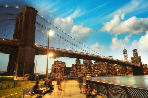 Wunderbare Aussicht auf die Brücke von Brooklyn — Stockfoto