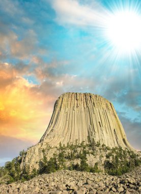 göğe yükselen batımında, wyoming, devil's Tower'da