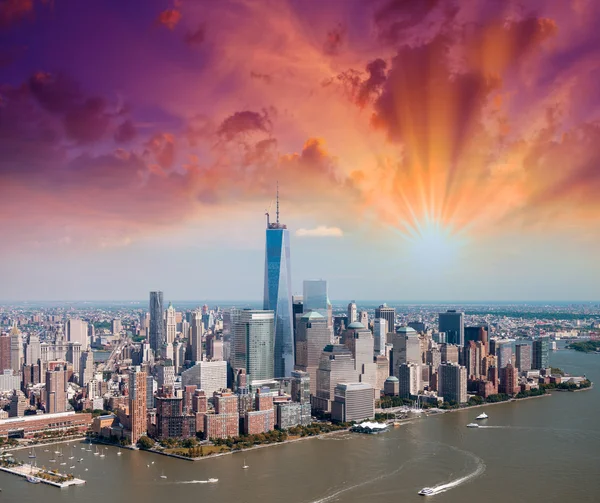 Nueva York. Vista de Manhattan desde el helicóptero — Foto de Stock