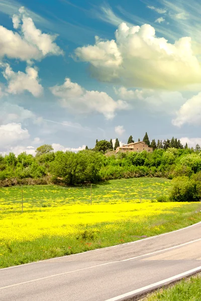 Estrada da Toscana na Primavera — Fotografia de Stock