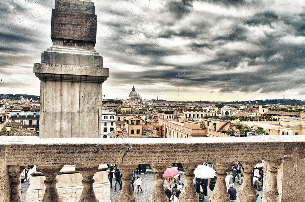 Stairs of Piazza di Spagna in Rome from Trinita dei Monti