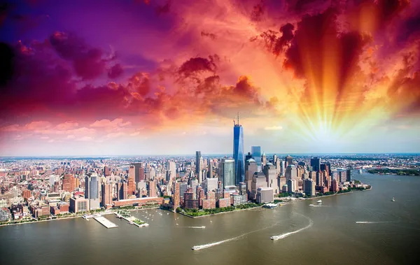 New york skyline luchtfoto — Stockfoto