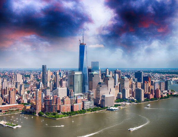 Tall skyscrapers of Manhattan - NYC.