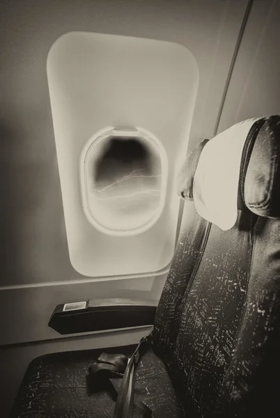 Thunderstorm around Jet Flight. View from a window seat