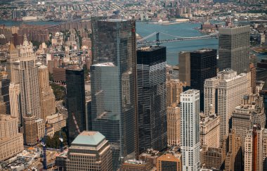 Helikopterden aşağı manhattan havadan görünümü
