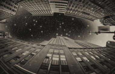 New York gökdelen güzel manzarasına yıldız ile gece