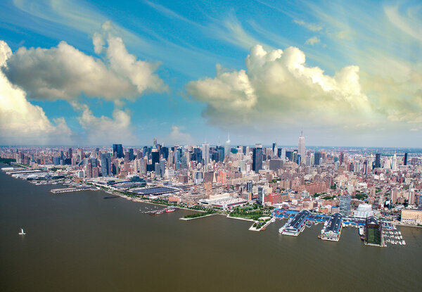 Manhattan, West side as seen from Helicopter.