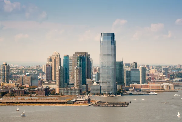 Vista in elicottero di Jersey City in una giornata di sole — Foto Stock