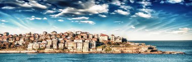 Bondi beach panoramik görünümü - sydney, Avustralya
