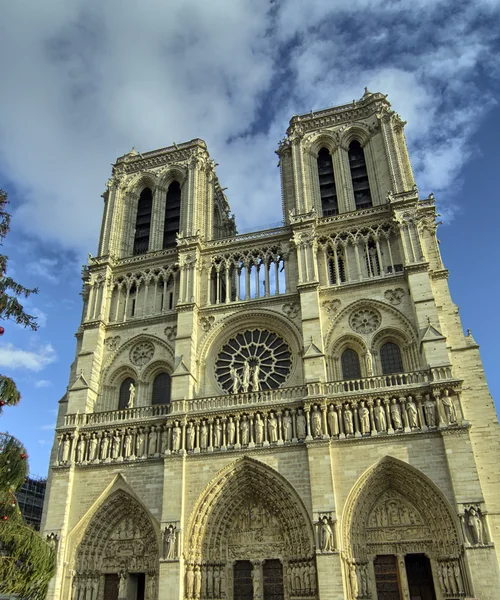 Notre Dame de Paris Cathedral facade, France — Stock Photo, Image