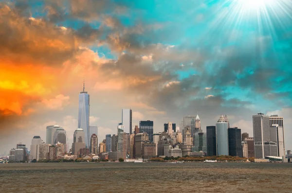 Panorama New Yorku od guvernéra ostrova — Stock fotografie