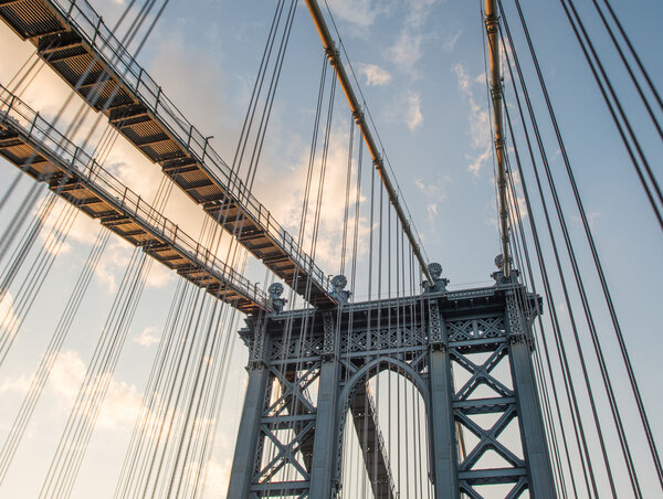 Giant structure of Manhattan Bridge - New York City.