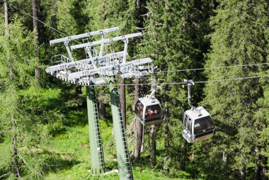 Teleferik dolomites - İtalyan Alpleri ortasında