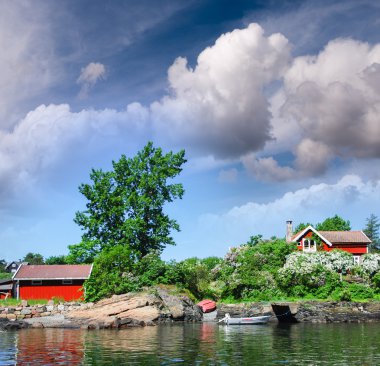Oslo, Norway, homes over Oslofjord clipart