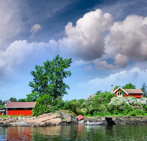 Oslo, norwegen, häuser über oslofjord — Stockfoto