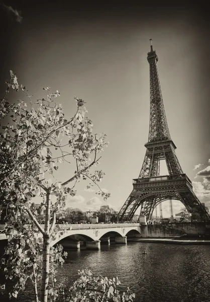 Fantastisk utsikt över Eiffeltornet i vintersäsongen, paris — Stockfoto