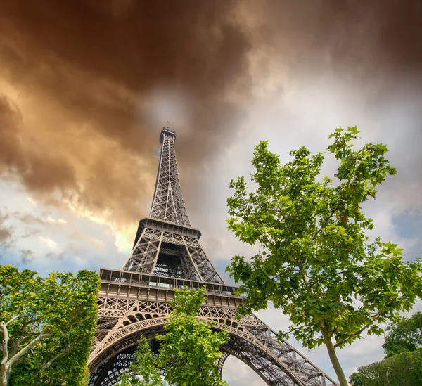 Vue sur la tour depuis le jardin des Champs de Mars — Photo