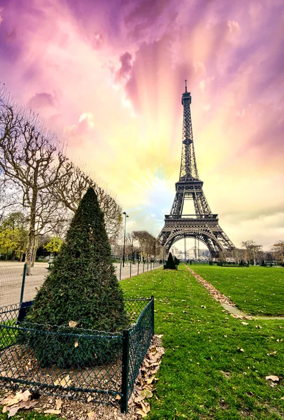 Torre Eiffel de los Jardines de Champs de Mars . —  Fotos de Stock