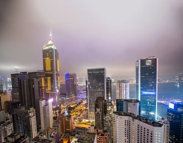 Hong kong gökdelenler ışıklar — Stok fotoğraf