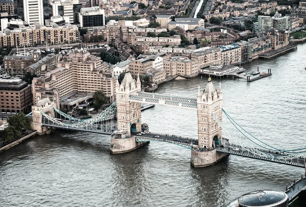 The Tower Bridge magnificence, aerial view of London — Stock Photo, Image