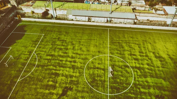 Vue Aérienne Terrain Soccer Concept Sportif Activité Plein Air Concept — Photo