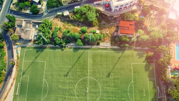 Vista Aérea Aérea Campo Futebol Conceito Esporte Atividade Livre Conceito — Fotografia de Stock