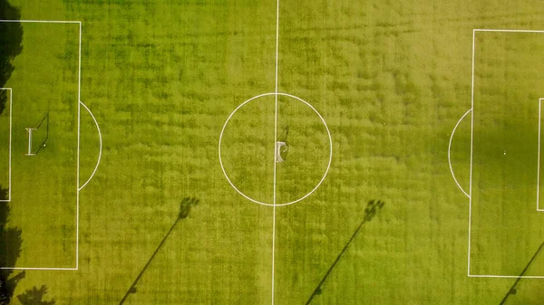 Vista Aérea Aérea Del Campo Fútbol Concepto Deporte Actividad Aire —  Fotos de Stock