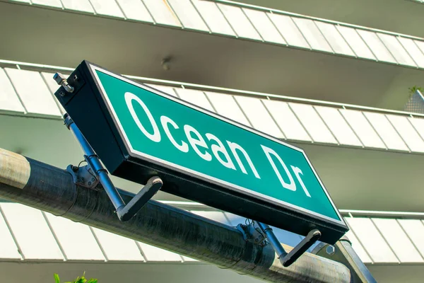 Ocean Drive Road Sign South Beach Miami — Fotografia de Stock