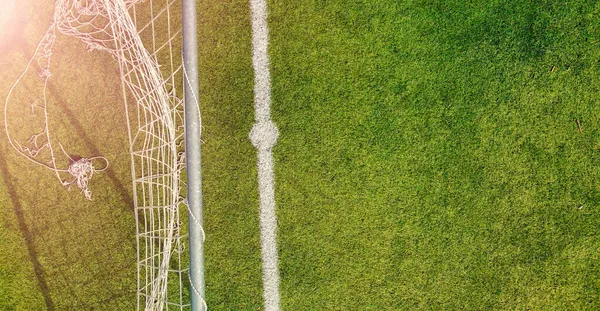 Γήπεδο Ποδοσφαίρου Όπως Φαίνεται Από Ιπτάμενο Τηλεκατευθυνόμενο Υψηλή Άποψη — Φωτογραφία Αρχείου