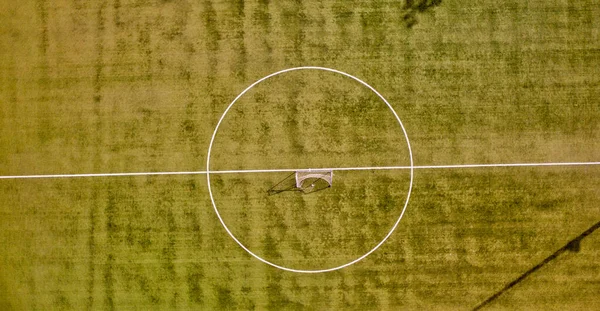 Pole Piłki Nożnej Widziane Latającego Drona Wysoki Punkt Widzenia — Zdjęcie stockowe