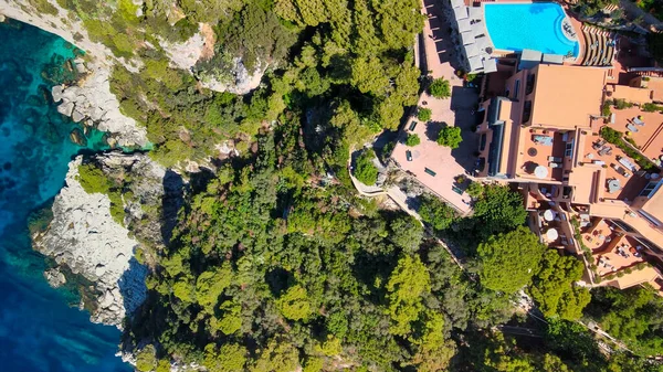 Increíble Vista Aérea Costa Isla Capri Temporada Verano Italia Punto — Foto de Stock