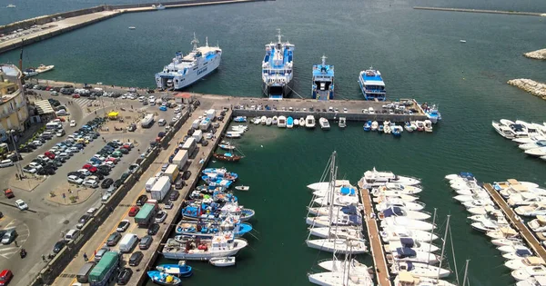 Vista Aérea Del Puerto Pozzuoli Desde Dron Temporada Verano Italia — Foto de Stock